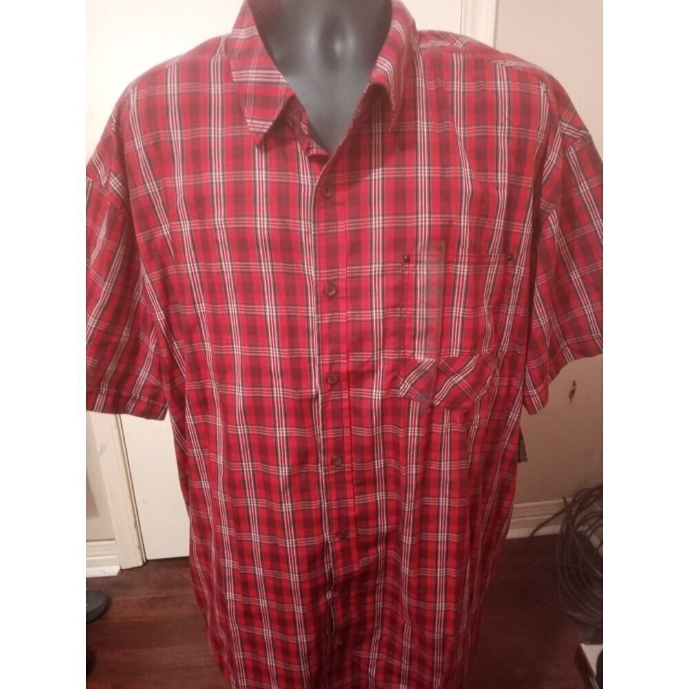 NWT Sean John Shirt Mens 3XB Red Plaid Short Sleeve Button Up Rap NEW